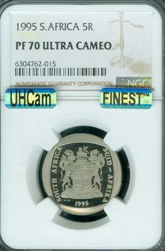 1995 SOUTH AFRICA 5 RAND NGC PF70 MAC UHCam FINEST GRADE MAC SPOTLESS * 