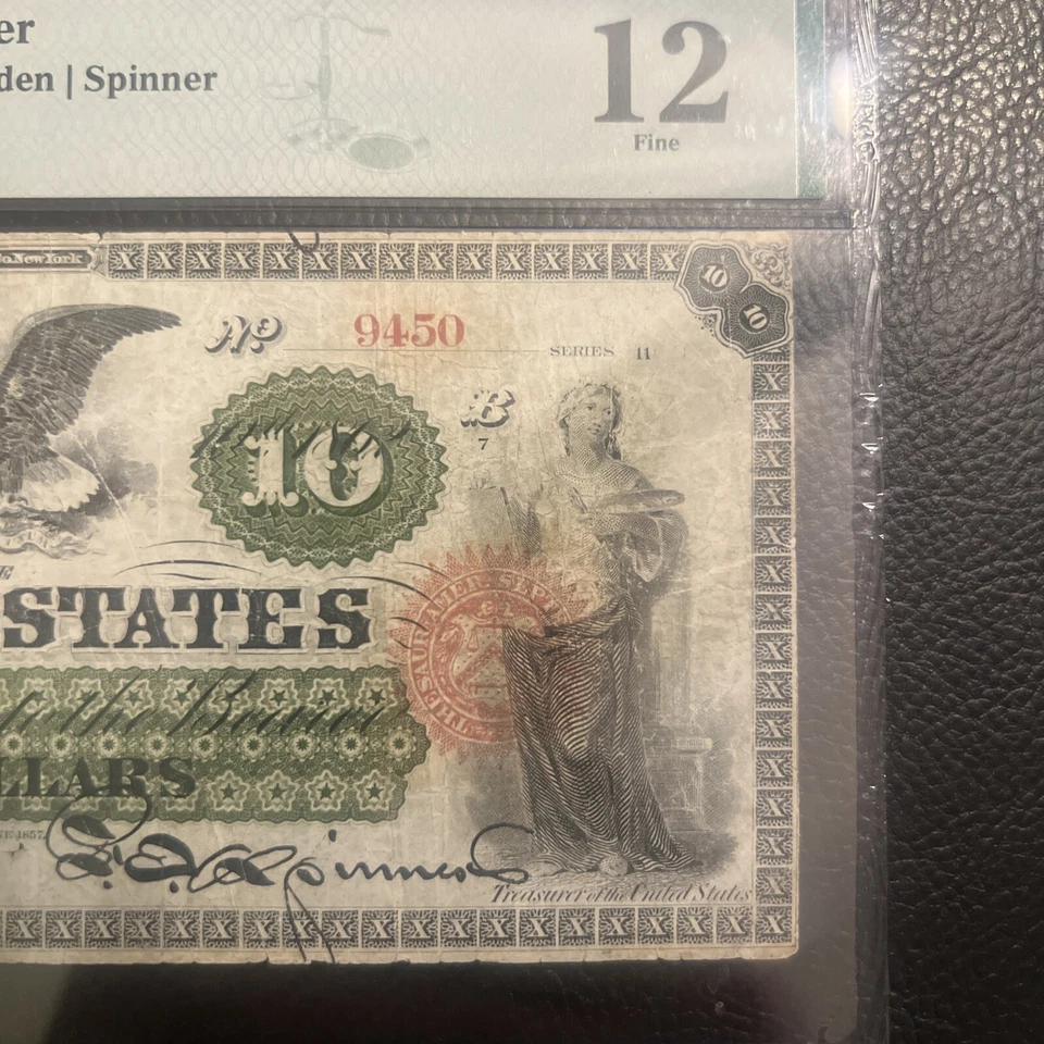 1862 $10 Legal Tender Fr#93c Series 11 pp B PMG12  - Image 2 of 4