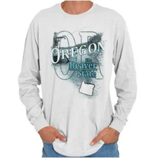 Oregon Fishing Lake Souvenir Travel OR Gift Long Sleeve Tshirt Tee for Adults