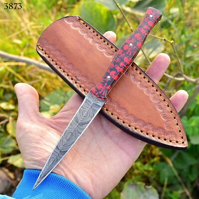 9'Damascus knife Hunting Survival camping dagger Fixed boot Blade throwing x-129
