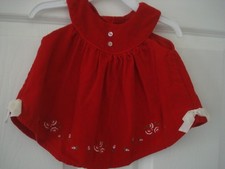 Vintage Infant Girl Red Velvet Dress Size 6-9 Months EUC