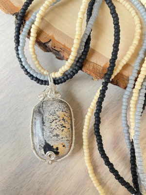 Jasper Necklace Handmade Wire Wrapped Neutral Earthy Womens Fashion Accessory