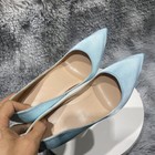Light Blue Satin High-heeled Shoes Womens New Pointed Shoes Wedding Bridal Shoes