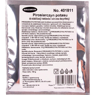 Kaliumpyrosulfit 100 g Schwefelpulver  Weinherstellung Kaliumdisulfit 