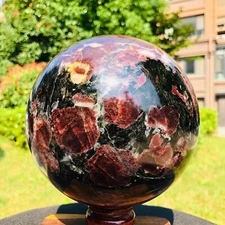 10.58LB Large Natural Garnet Sphere Crystal "Fireworks Stone"The Ball Healing