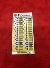 KENNAMETAL DECIMAL EQUIVALENTS SLIDE CHART - USA (n)