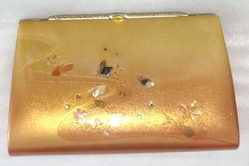 Kimono japanese traditional gorgeous gold enamel clutch handbag with chain - Afbeelding 1 van 10