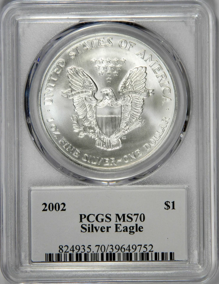 Silver Eagle 2002 $1 ~ graduación profesional MS70 ~ ¡Firmado por Paul C. Balan! ¡EDICIÓN RARA! Foto 3 de 4