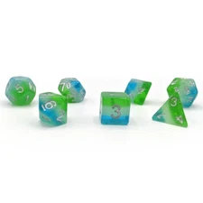 Blue Hawaiian Polyhedral Dice Set D20/12/10/%/8/6/4 & d20 Sirius