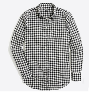 NWT-J-Crew-Women-039-s-Gingham-Plaid-Classic-Shirt-Button-Down-Blouse-black-56-50