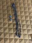 Vintage Blue Aurora Borealis Crystal Bead Necklace and Clip Earrings Set — photo 1