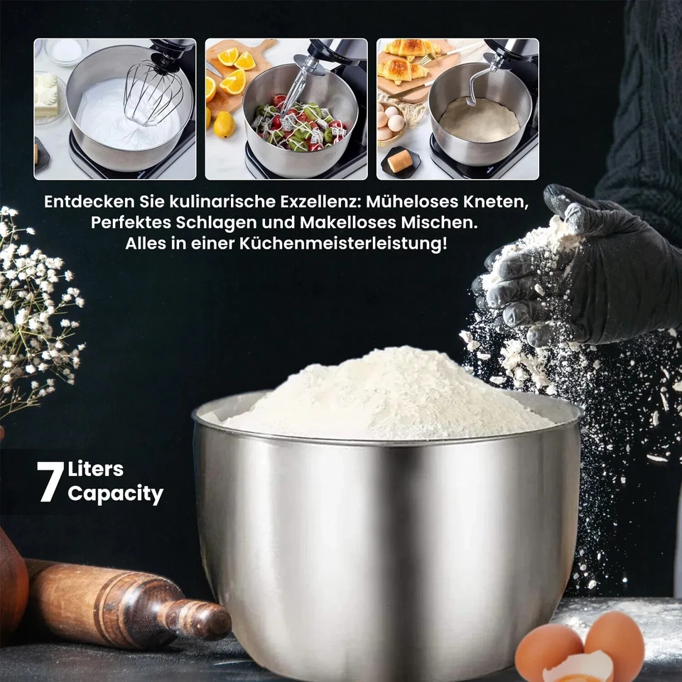 4 in1 Küchenmaschine - 8,5L, 2500W, Fleischwolf, StandMixer, Durchlaufschnitzler - Bild 4 von 4