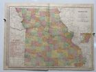 Large Format 1905 Color Rand McNally Map Atlas Page 190&191 Railroads Missouri