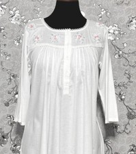 SoieRose 100 White Cotton Victorian Nightgown with Embroidery - SR-1023
