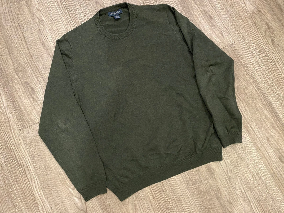 Brooks Brothers Green Merino Wool Stretch Crew Neck Sweater Large L | eBay