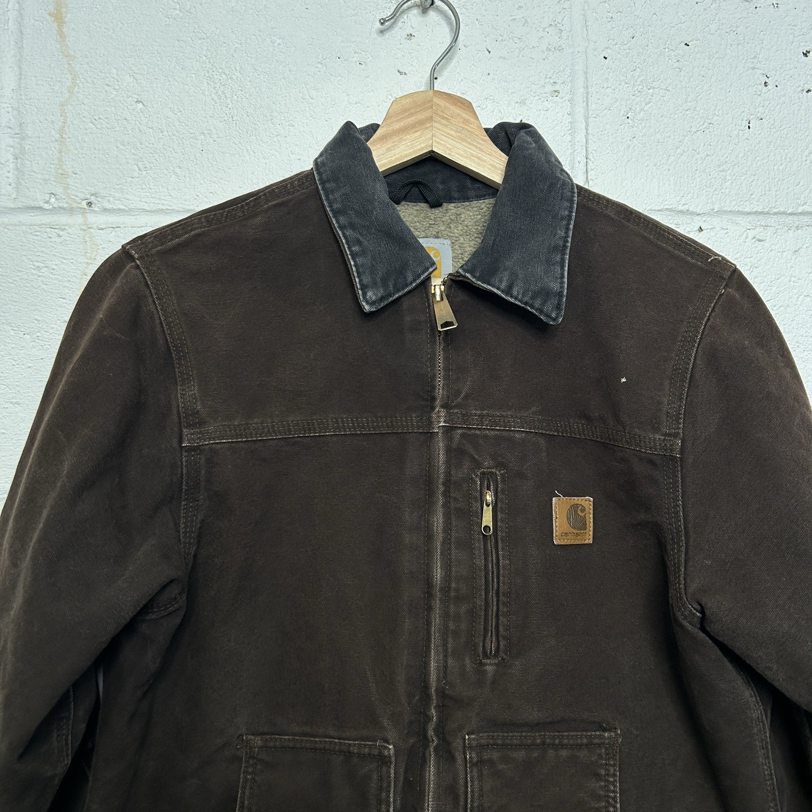 Vintage Carhartt Sherpa-Lined Jacket “Dark Mocha” YYC61 DKB Youth XL/Women’s XS thumbnail 3