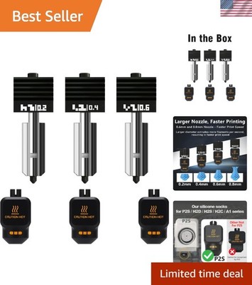 Hardened Steel 3-Piece Hotend Replacement Kit for Bambu Lab P2S/X2D Models