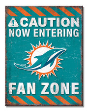 Miami Dolphins Fan Zone NFL Tin Sign wall decor 12.5" x 16" Made in USA
