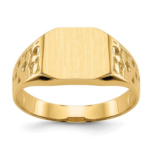 10 Karat Gelbgold 9,0 x 10,5 mm Siegelring hinten offen Größe 9 für Herren 2,39 gm - Bild 1 von 7
