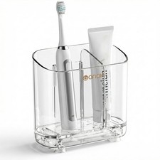 Acrylic Electric Toothbrush Holder with Detachable Base, 2 Slots Wall-Mounted...