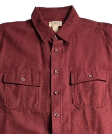 LL Bean Freeport Maine Chamois Cloth Shirt Men XL Cotton Button Hiking Outdoor