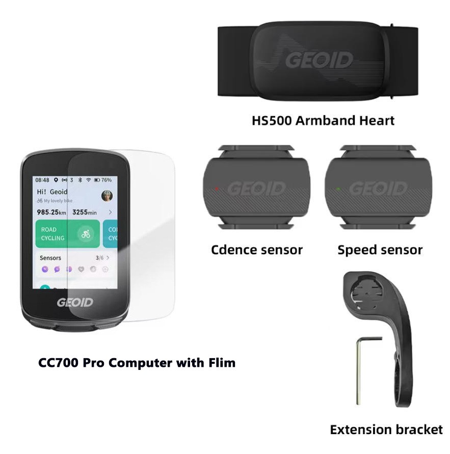 Geoid CC600 GPS-fietscomputer, 2,4-inch kleurenbeeldscherm, draadloos, waterdicht, fietssnelheidsmeter, navigatie, aangepaste gegevens, meerdere talen, wifi, bluetooth en ANT
