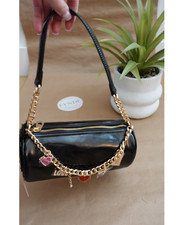 Juicy Couture Black Shoulder Bag with Gold Heart and Arrow Valentines Charms.