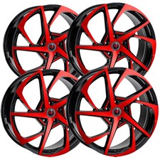 Set-4 Revolution Racing R29 18x8 5x4.5 40mm Blackred Wheels Rims 18 Inch