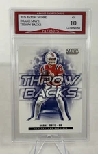 2025 Panini Score Drake Maye New England Patriots Throw Backs Card Gem Mint 10!