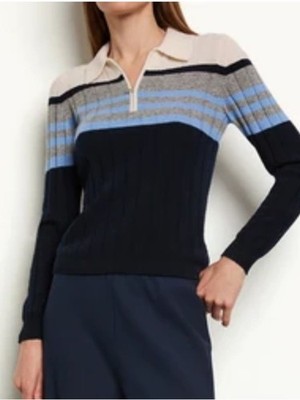 Guest in Residence Goop Cashmere Track Polo Cashmere Quarter Zip Sweater Medium