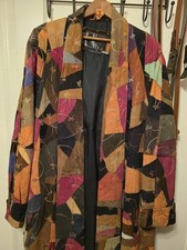 Rare Vintage Harry & Harry Leather Patchwork And Embroidery Xtra Long Overcoat