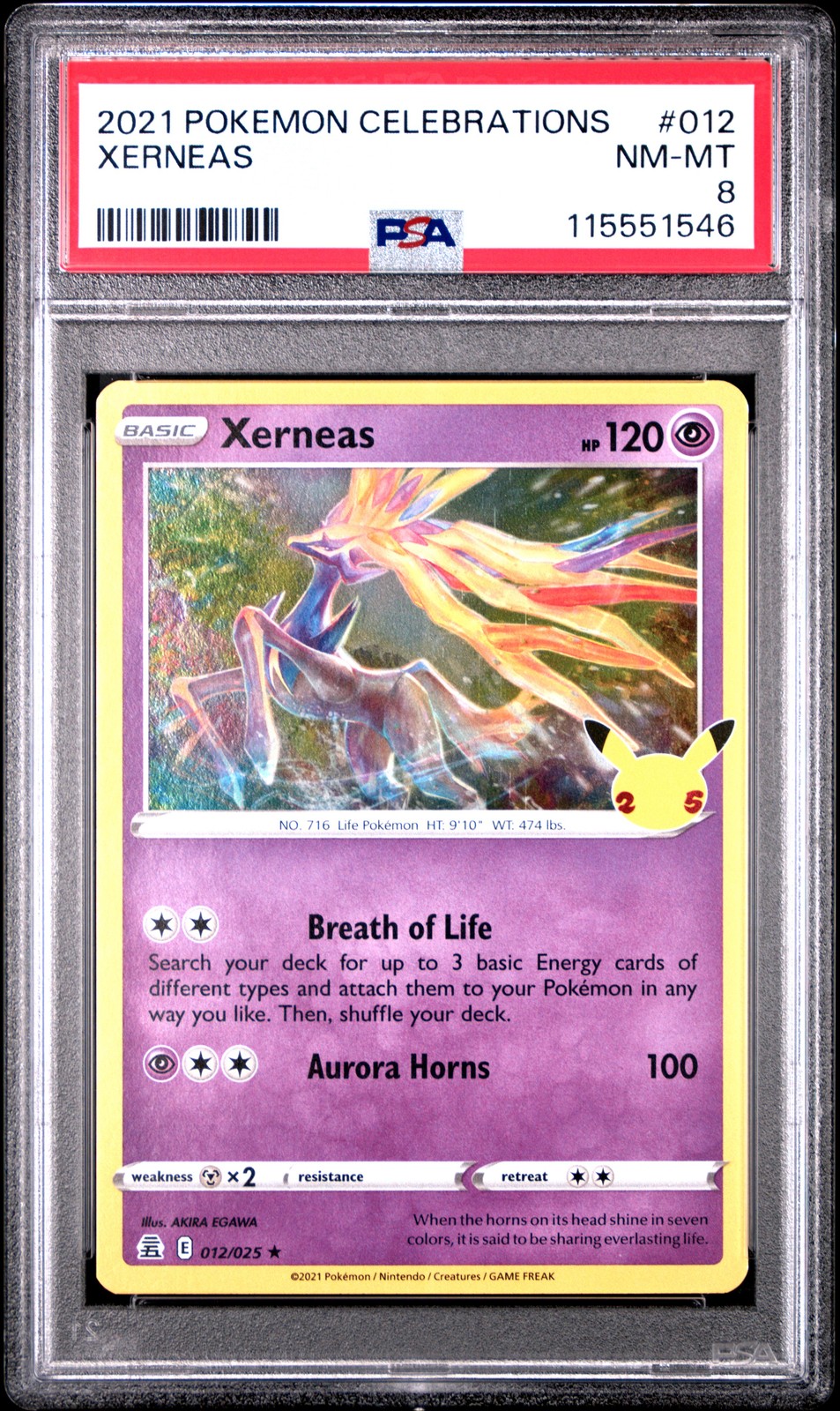 2021 POKEMON CELEBRATIONS #012 XERNEAS PSA 8