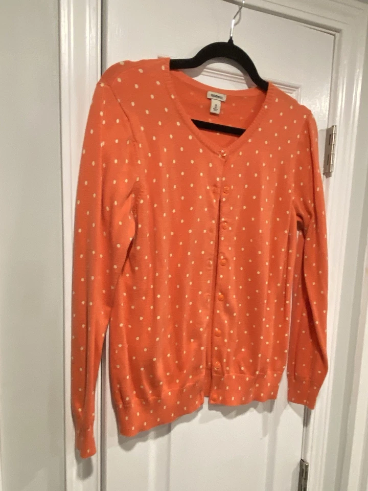 L.L. Cárdigan ligero con botones de algodón Supima a lunares naranja talla M Bean Foto 3 de 4
