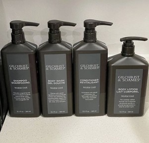 Gilchrist & Soames Warm Oak 4 set shampoo balsamo lavaggio corpo e lozione NUOVO