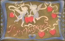 Valentines To My Valentine Cupids Cherubs Embossed c1900-20s Vintage Postcard