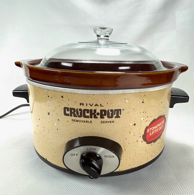 VTG Rival Crock Pot Slow Cooker 4 qt. Server Model 3154/1 Brown Stoneware