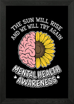 Mental Health Awareness Sunflower B gerahmtes Wandbild Poster Leinwanddruck Bild