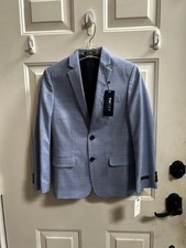 ThFlex Tommy Hilfigger Boys Academy Blue Plaid Suit Jacket Sz 12