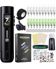 Dragonhawk X7 Wireless Tattoo Pen Kit - Rotary Machine, Smart Display, Battery