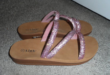 Cute Link girls size 11 pink sparkle slip on sandals new