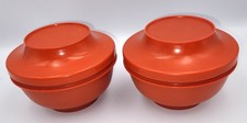 2 Vintage lata 1970. okrągłe pojemniki do serwowania Tupperware Seal N brązowe średnica 11,5 cm
