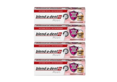 4x40g Blend-a-dent Haftcreme Premium Plus Barriere Gegen Speisereste neutral