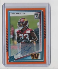 Trey Amos 2025 Panini Donruss Rated Rookie Orange AUTO RC #369 Autograph Card