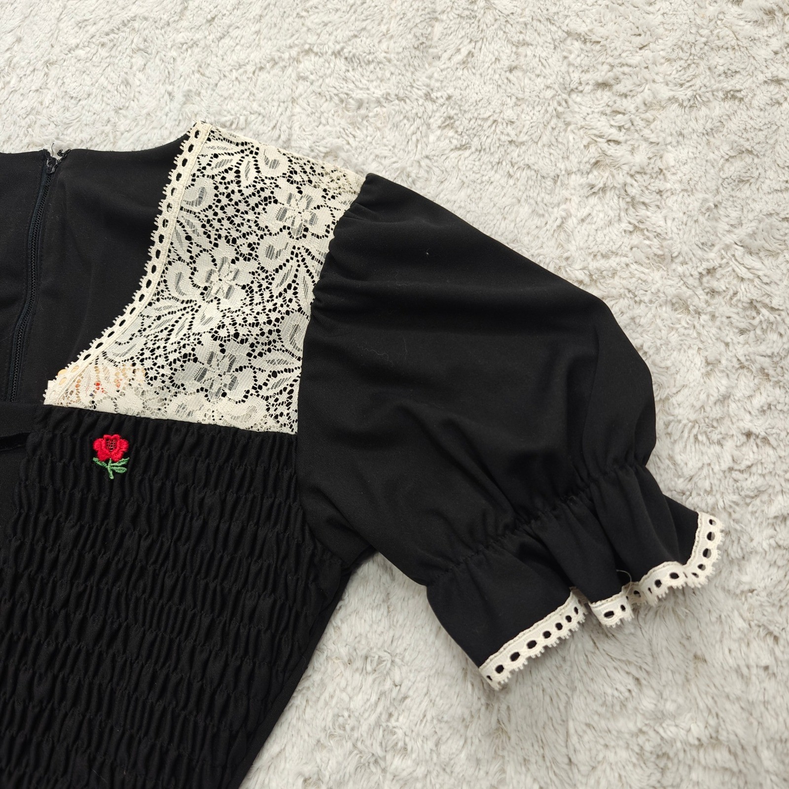 VTG Victorian Gothic Dress Womens Union Made Whimsigoth Romantic Vamp Lace image 2