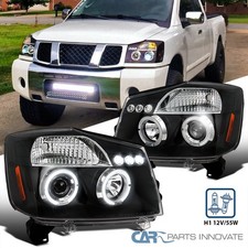 Fit 04-15 Titan Armada Black LED DRL Halo Projector Headlights Head Lamps