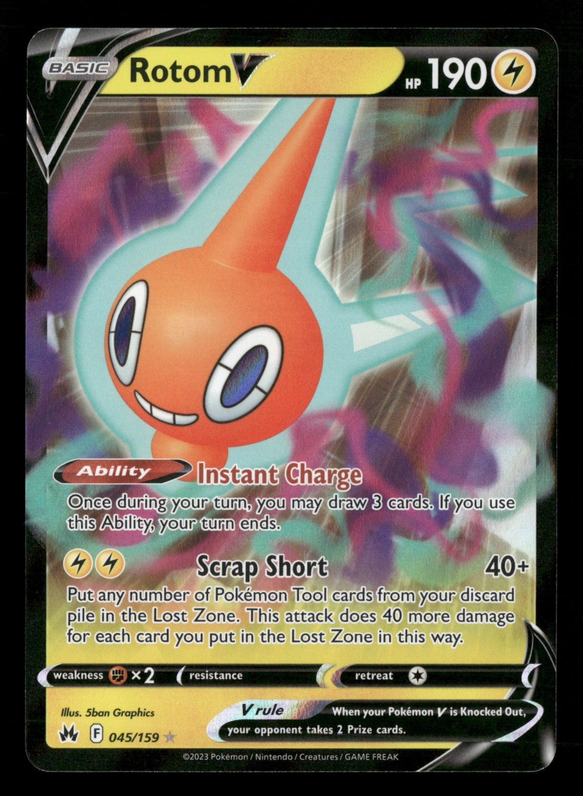 Rotom V - 045/159 - Ultra Rare - Crown Zenith - Pokemon Card - NM/M