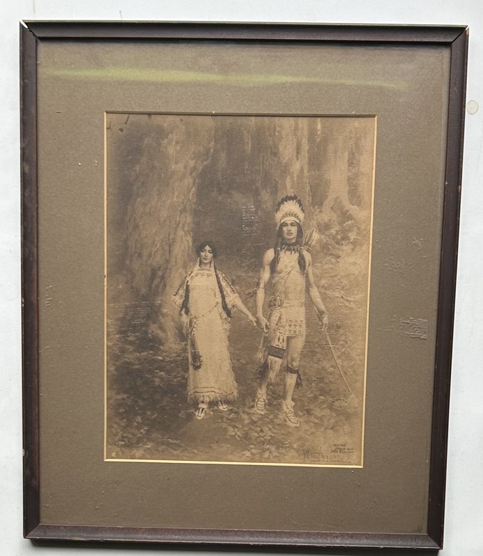 Vintage 1908 (11 x 13 frame) Curtis Publishing Sepia Indian Gallery Print