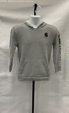 Carhartt Boys Heather Gray Pullover Hoodie Logo Sleeve Graphic Chest Sz L 14/16