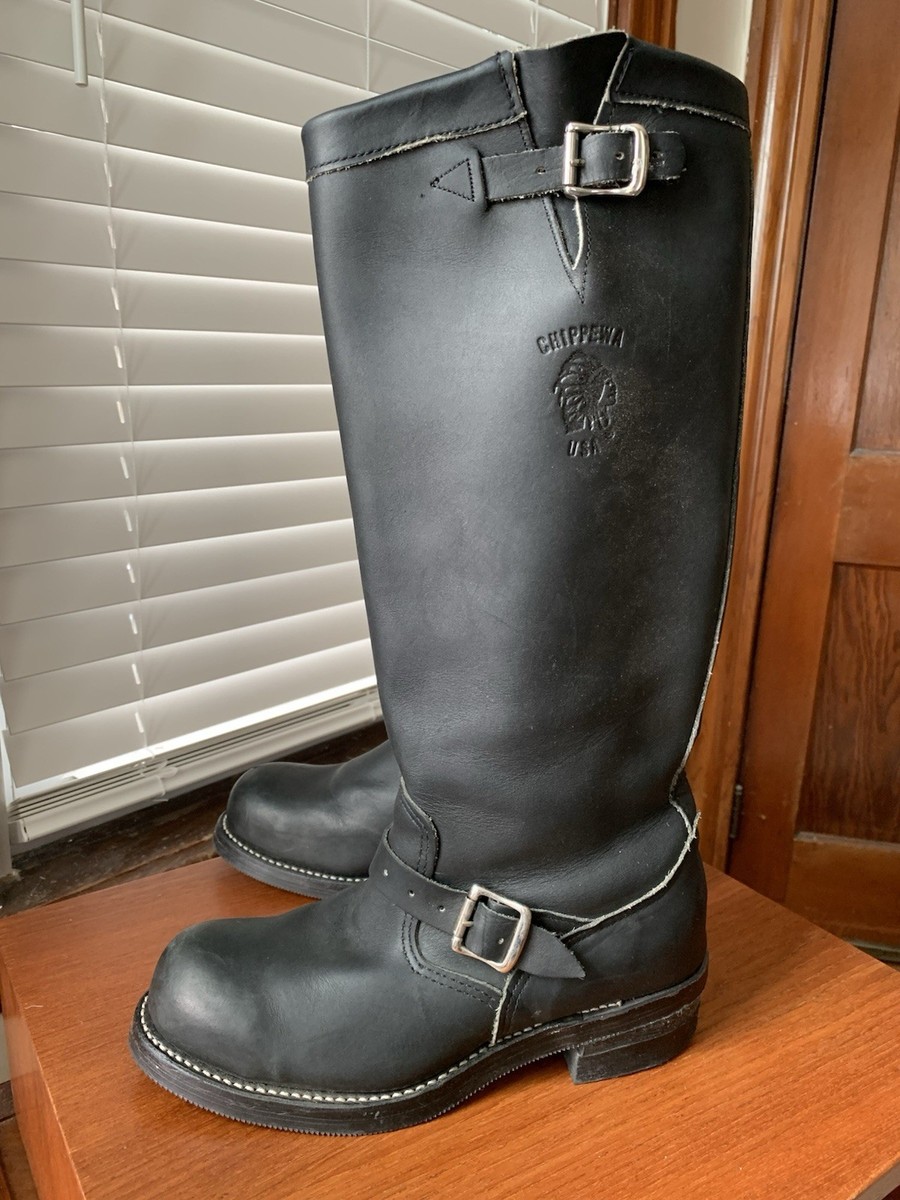 Riding Boots Chippewa Cordovan Engineer Boots WORN 5x STEEL TOE