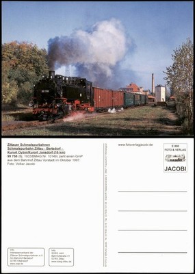 Zittau Zittauer Schmalspurbahnen 99 758 zieht einen GmP aus dem Bahnhof 1997